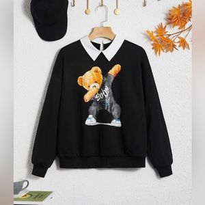 SHEIN Girls Necksweater Graphic Tee